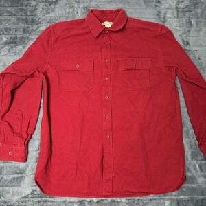 L.L. Bean Shirt Mens Large Red Flannel Long Sleeve Button Front Pockets Casual